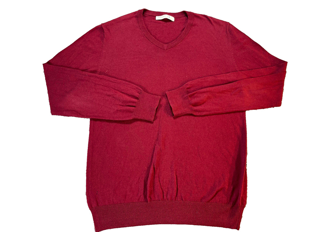 Old Navy Men's Burgundy Solid Knit V-Neck Pullover Sweater Long Sleeve Medium